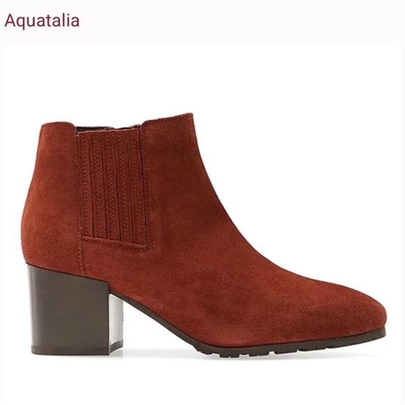 Aquatalia Shoes - AQUATALIA Weatherproof Block heel bootie Ginger Suede leather Ankle boot size 11